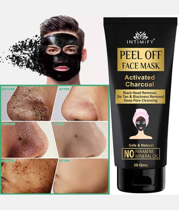Intimify Activated Charcoal Peel Mask Blackhead Removal Face Peel Off Masks, 50 Gms