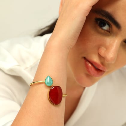 Hazel Gold Plated Bracelet-BRASS / GOLD RED GREEN