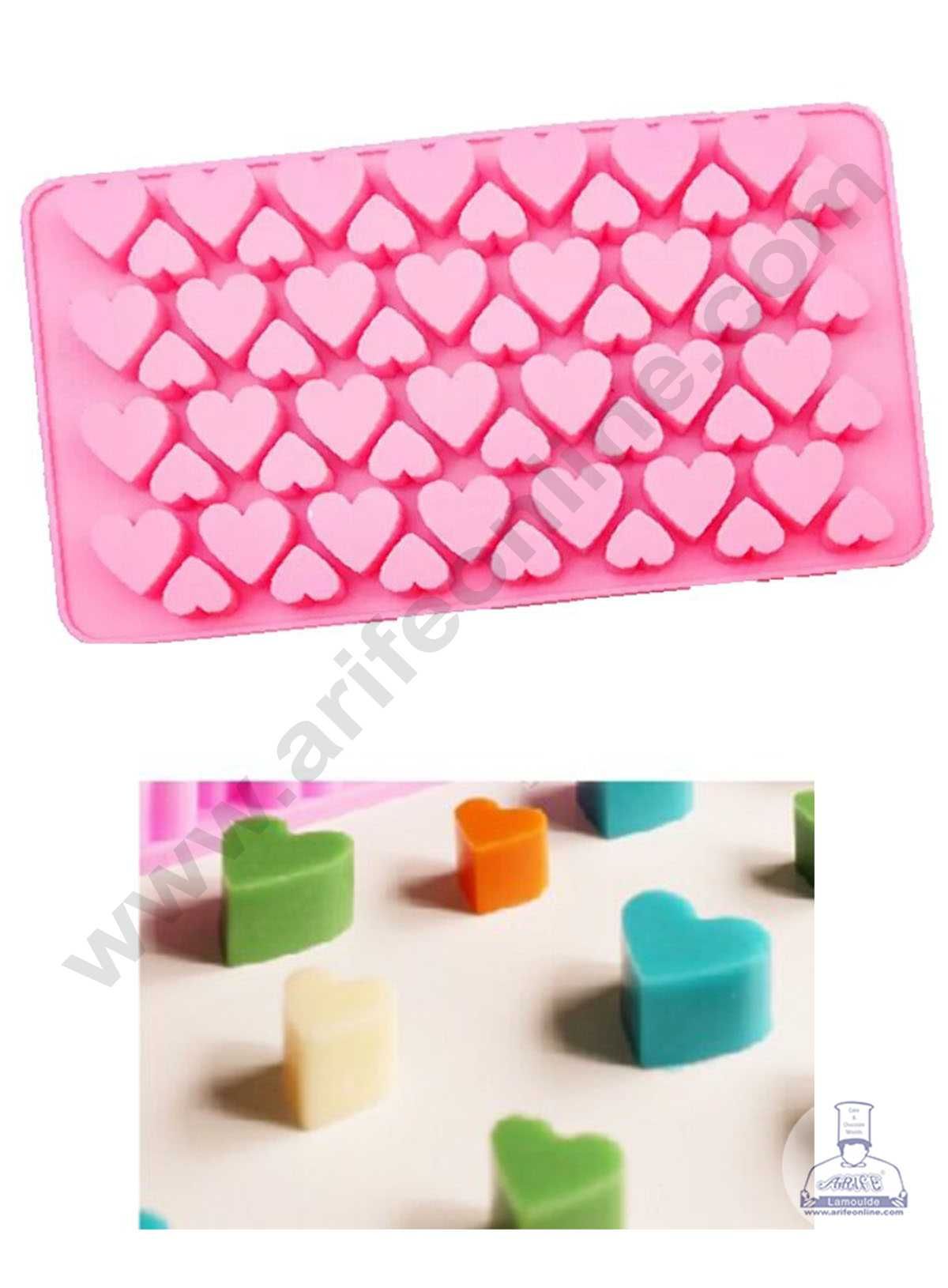 CAKE DECOR™ Silicon 56 Cavity Mini Heart Brown Chocolate Mould, Ice Mould, Chocolate Decorating Mould SBCM-731
