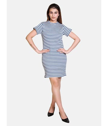 Bombay Velvet - Blue Cotton Blend Women's Shift Dress ( Pack of 1 )