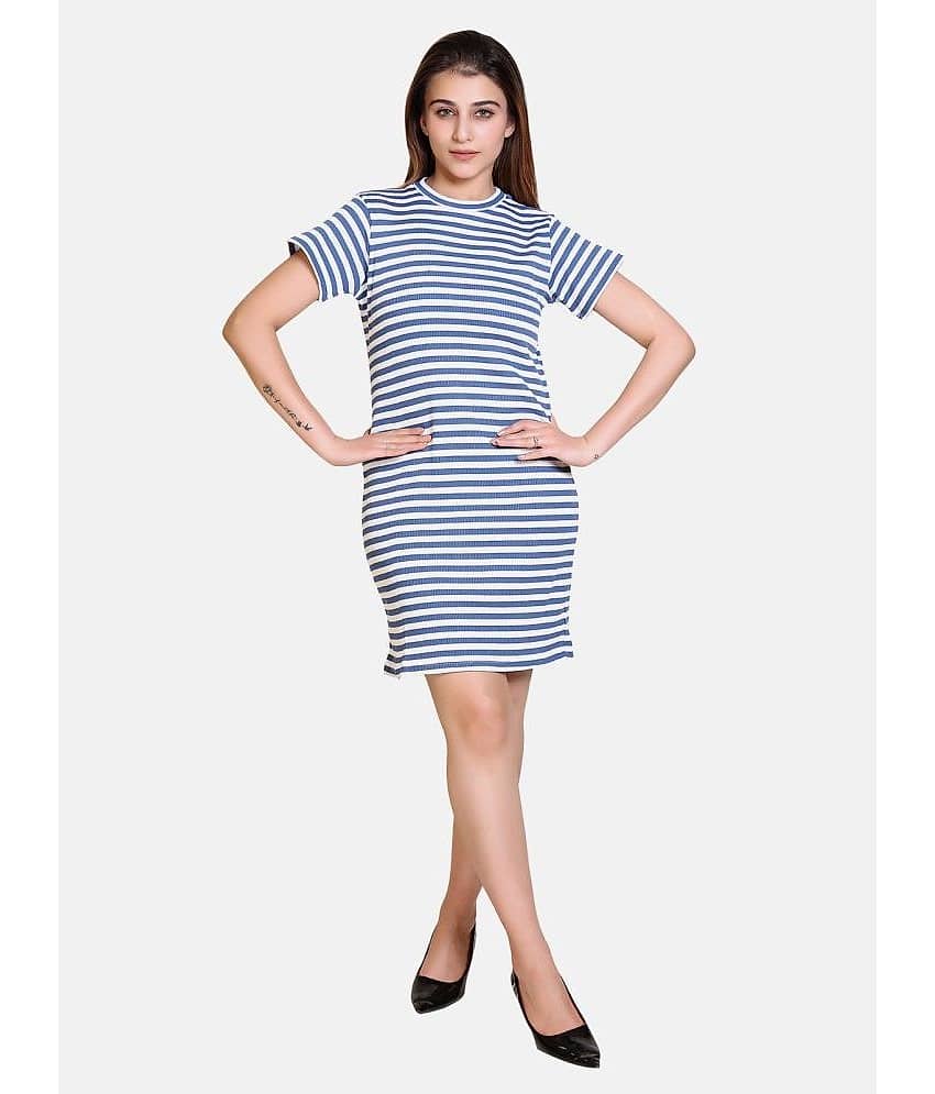 Bombay Velvet - Blue Cotton Blend Women's Shift Dress ( Pack of 1 )