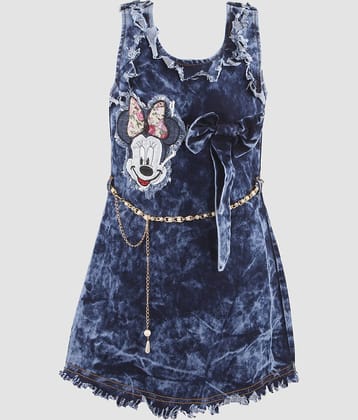 9stiches - Blue Denim Girls A-line Dress ( Pack of 1 )
