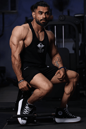 Wild Club Motivation Stringer And Shorts Coord  (Black)-S / BLACK