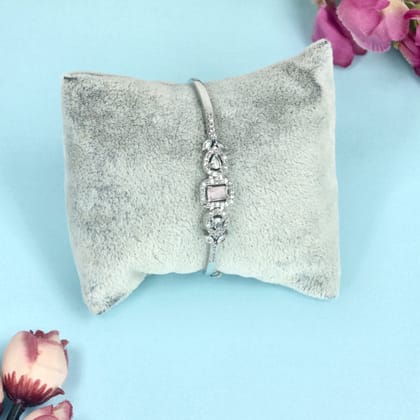 Rhodium Plated White CZ Diamond Studded Bracelet - SIA445137
