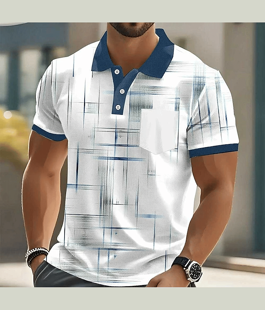 TAZO Men Polyester Regular Fit Printed Polo T Shirt ( White )