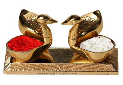 DreamKraft Metal Loving Bird Duck Traditional Chopda Pair (Gold)