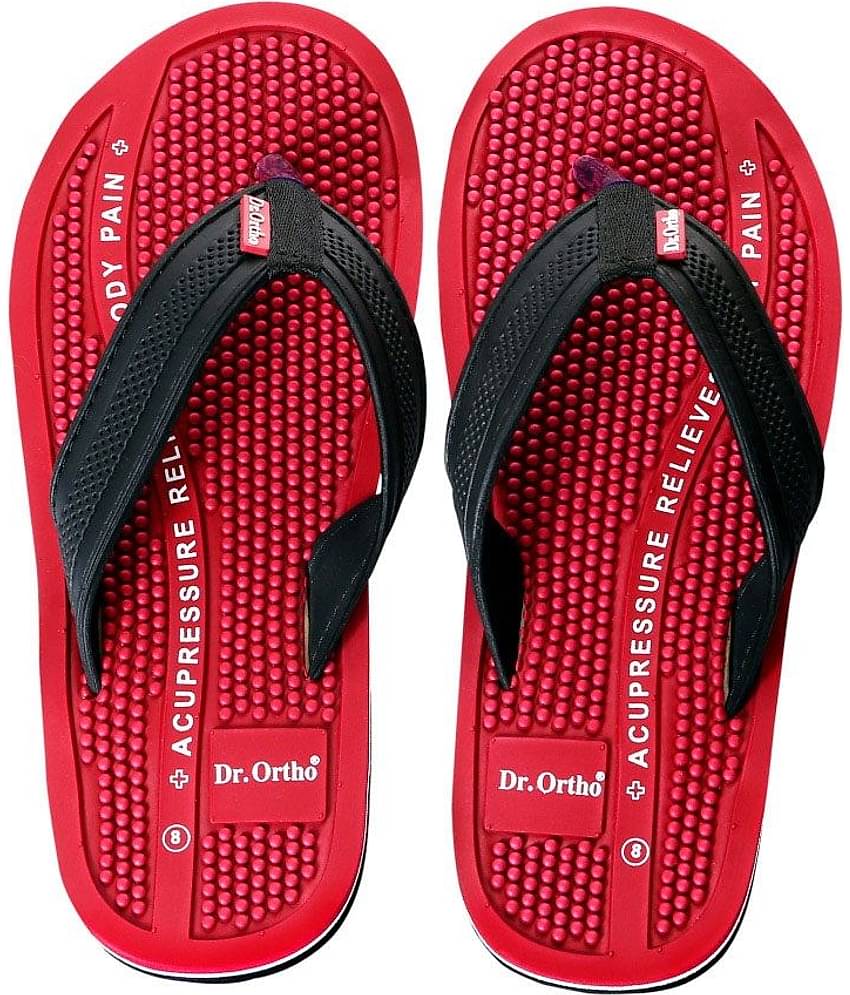 Dr.Ortho Slippers - Red Men's Massage Flip Flop