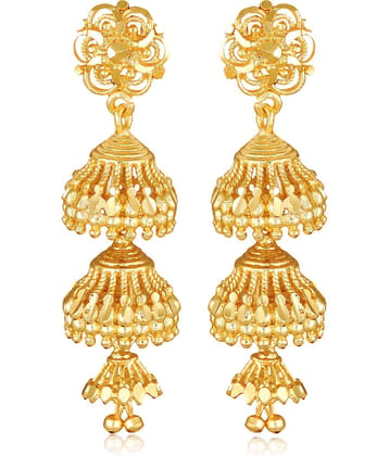 Vighnaharta South Screw back alloy Gold plated Jhumki, Jhumka, Jhumkas, Jhumki Earring for Women and Girls- (VFJ1471ERG)