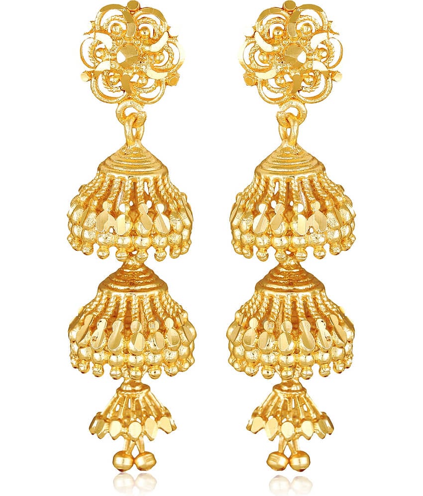 Vighnaharta South Screw back alloy Gold plated Jhumki, Jhumka, Jhumkas, Jhumki Earring for Women and Girls- (VFJ1471ERG)
