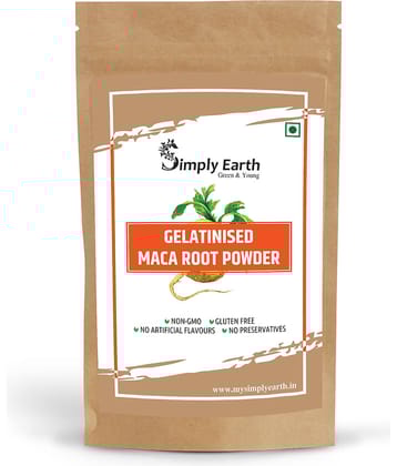 Simply Earth Gelatinised Peruvian Yellow Maca Root Powder, Organic Herbal Supplement - 75 Gms