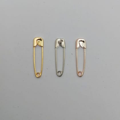 Gold - Copper - Silver - 3 Color Safety Pins - Pack of 24 Pieces - 24 mm Long - Ultra Small - Special Look Stainless Steel Color Pin - Used as Saree Pin - Dupatta Pins - Crafts - Stylish Shine