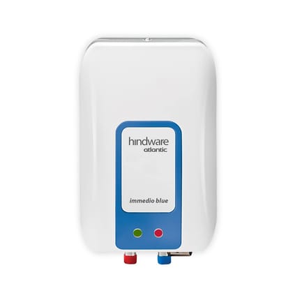 Hindware Atlantic Immedio Blue 3L Instant Water Heater, Stainless Steel Tank, I-Thermostat Feature & Pressure Release Valve (White & Blue), Wall Mounting Hindware Atlantic Immedio Blue 3L Instant Water Heater, Stainless Steel Tank, I-Thermostat Feature &