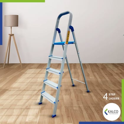 4 Step Aluminium Ladder, Foldable and Flat Steps, Top handle and Top Plastic Plate (Model: K-7026 in Lite)