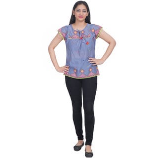 Cotton Printed Top (Blue) (32)