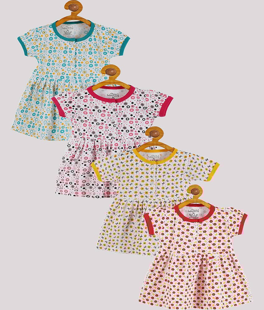 Babeezworld Pack of 4 Baby Girls Cotton Frock ( Multi )