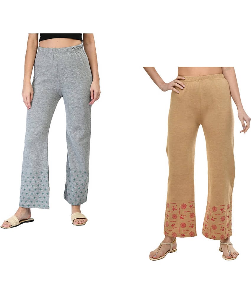 IndiWeaves Pack of 2 Woollen Straight Women's Palazzos ( Multicolor )