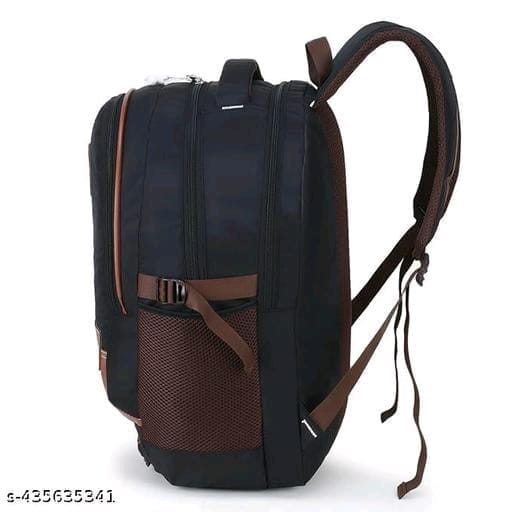 Black and Brown Polyester Casual Backpack