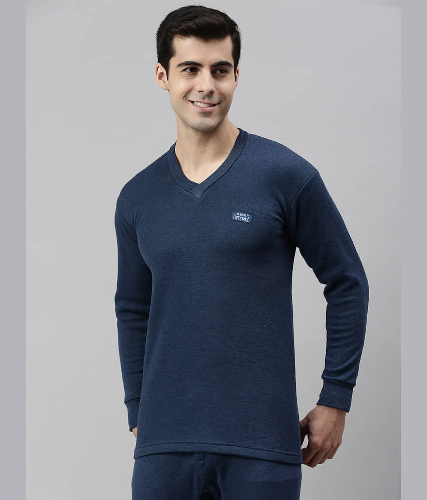 Lux Cottswool Pack of 1 Cotton Blend Thermal Tops For Men's ( Blue )