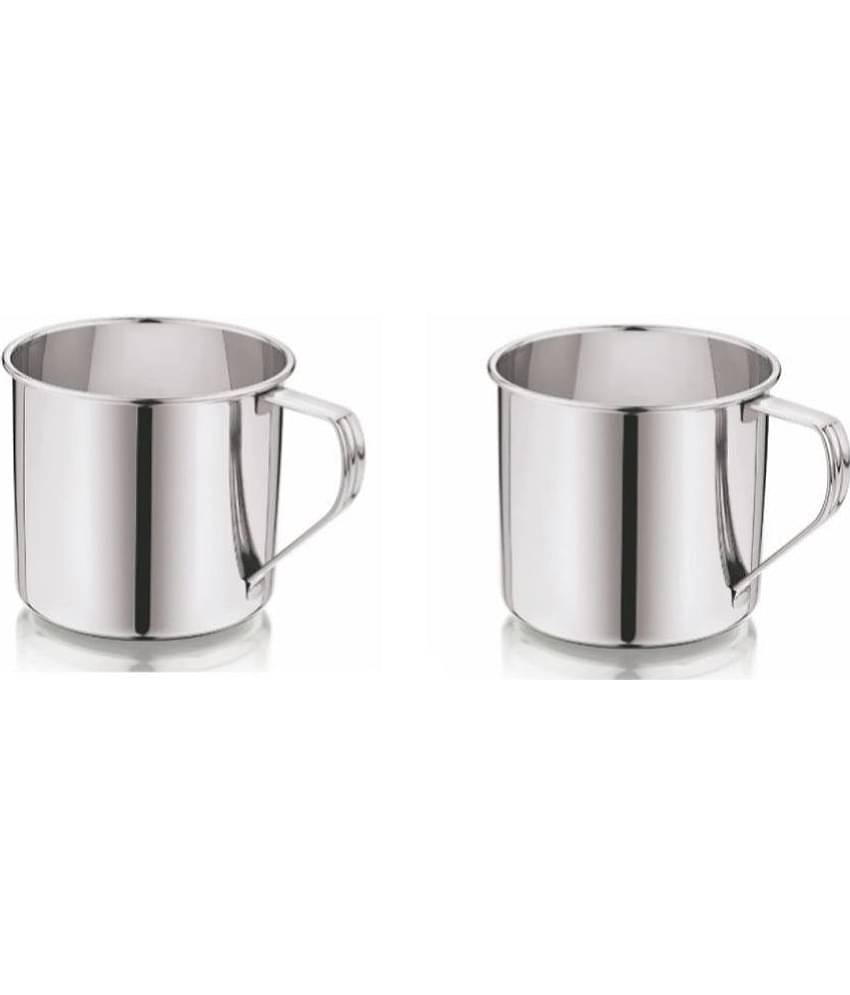 Dynore Coffee Mug Solid Steel Coffee Mug 450 mL ( Pack of 2 )