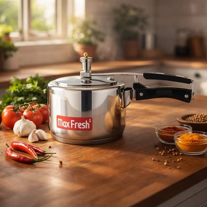 Maxfresh Stainless Steel Inner Lid Straight Sandwich Bottom Pressure Cooker 5 L