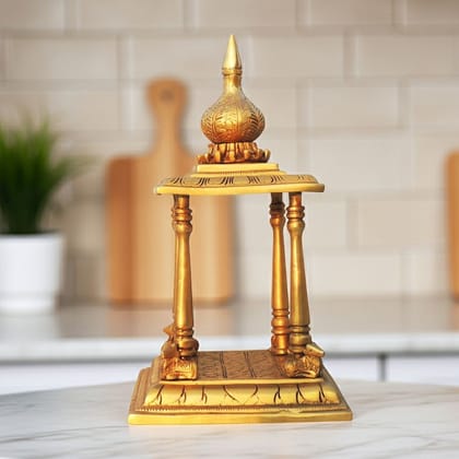 Handcrafted Brass Mandir Temple Showpiece - Sacred God Idol Statue, Height : 13 Inch (BSMAS1603 G)