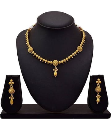 JFL - Jewellery For Less Copper Golden Traditional Gold Plated Necklaces Set