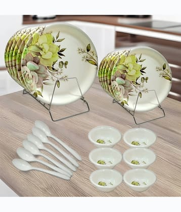 Inpro Melamine Dinner Set Pack Of 24 Printed Melamine Dinner Set ( Pack of 24 ) Multicolor