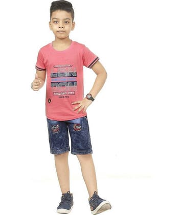 vanraj Pack of 1 Boys Cotton Blend T-Shirt & Pants Set ( Multicolor 1 )