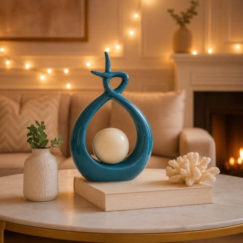 Ceramic Spiral Design Statue for Home Decoration (Pack of 1, Sky)