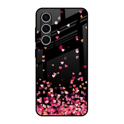 Heart Rain Fall Glass Case For Samsung Galaxy S24 FE 5G