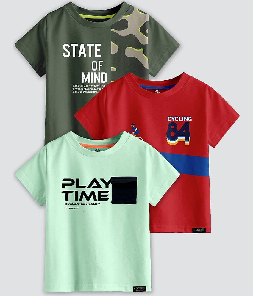 CODEZ Pack of 1 Boys Cotton Blend T-Shirt ( Multi Color )
