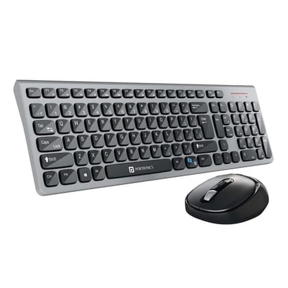 Portronics Key7 Combo Wireless Keyboard & Mouse Set with Copilot AI (Black Plus Grey)