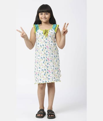 Sini Mini Cotton Fit And Flare Dress For Girls ( Pack of 1 , Light Green )