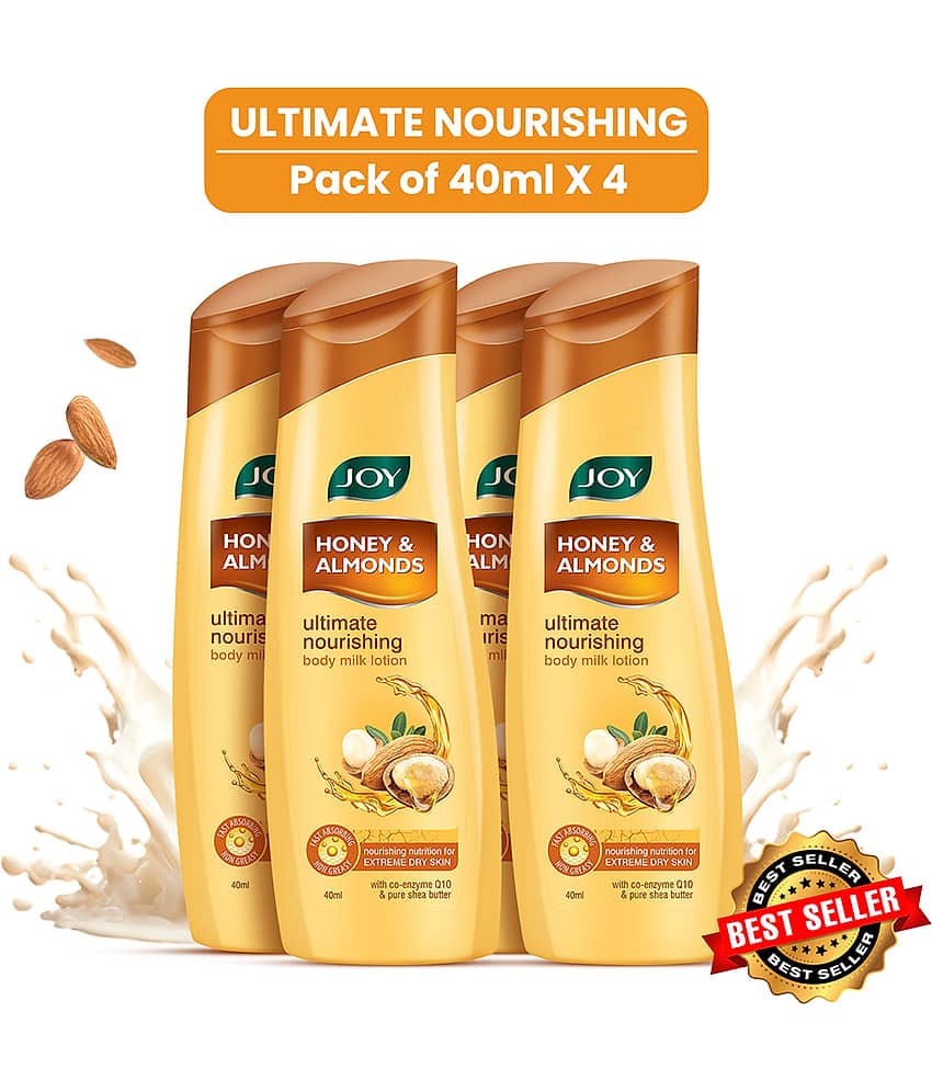 Joy Honey & Almonds Pocket Sized Lotion with Shea butter & Vitamin E 40ml each (Pack of 4)