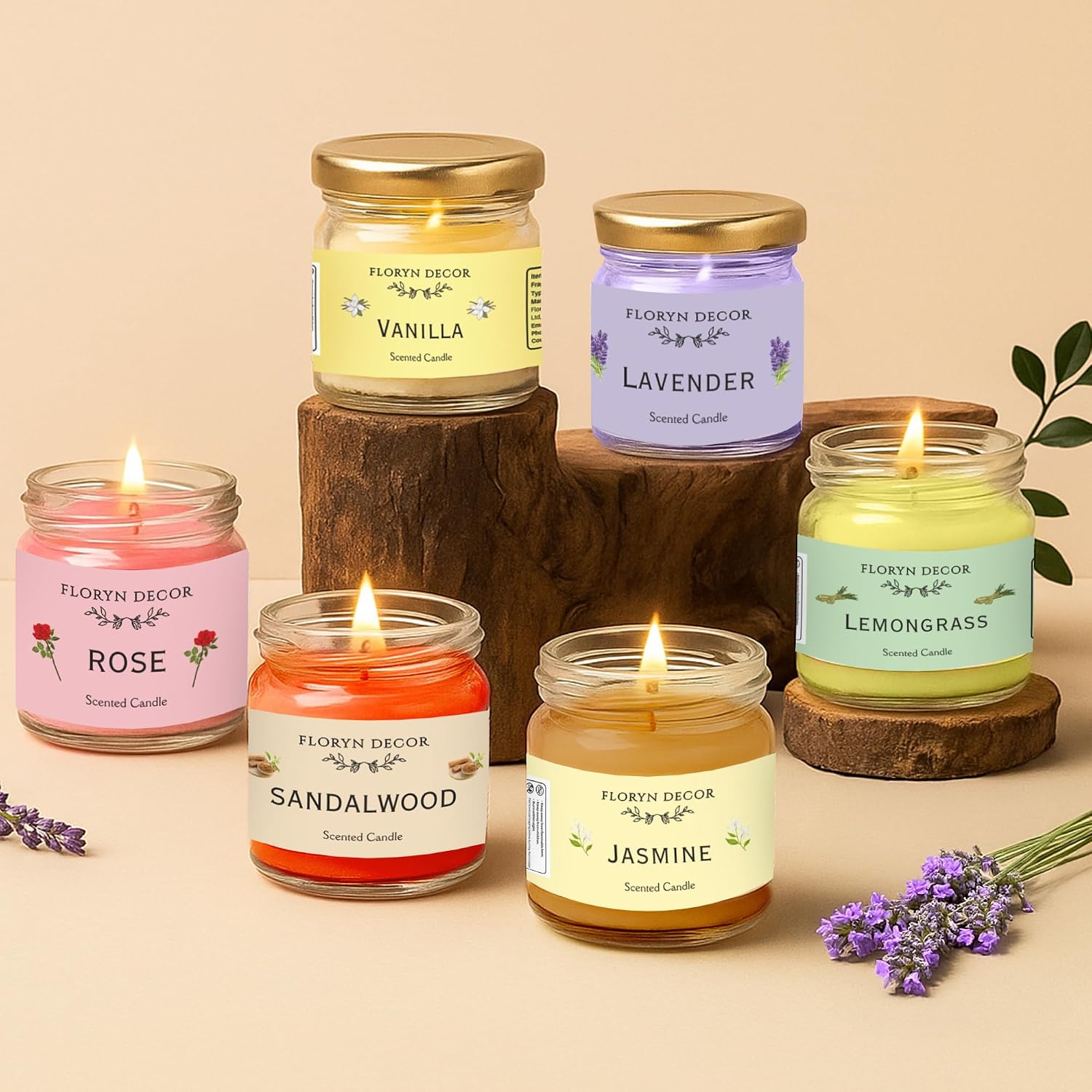 Decor Jar Scented Candles Gift Set | Scented Candle Set | Highly Fragranced Candles Pack of 6 Mini Jars