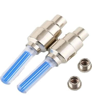 Tyre Led Light Rim Valve Cap Flashing With Motion Sensor Blue For Car And Bike (Set of 2)
