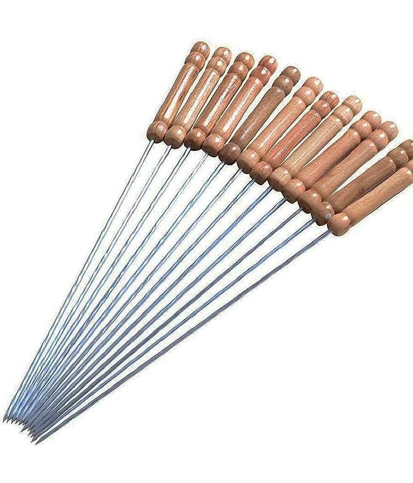 THRIFTKART - Barbecue Skewers Sticks 12 Inch Long Wooden Handle BBQ Skewers for Cooking Paneer Tikka, Seekh Kabab, Tanduri Chicken, Tanduri Gobi, Veg Tikks, Kebabs Etc (PACK OF 12)