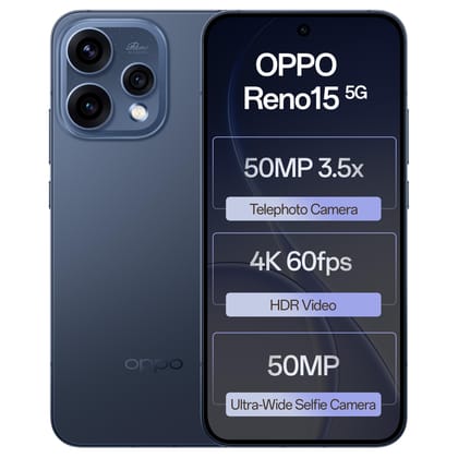 Oppo Reno15 5G (Twilight Blue, 8GB RAM, 256GB Storage) with No Cost EMI/Additional Exchange Offers