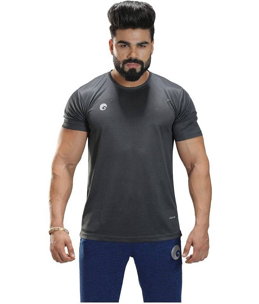 Omtex - Grey Melange Polyester Regular Fit Men's Sports T-Shirt ( Pack of 1 )