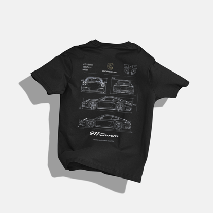 GTR 2 T-Shirt - Round Neck Drop Shoulder Graphic Printed Oversized Cotton T-shirt-S / Black
