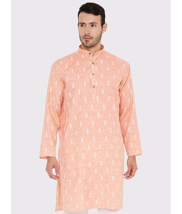 Maharaja - Peach Linen Men's Regular Kurta ( Pack of 1 )