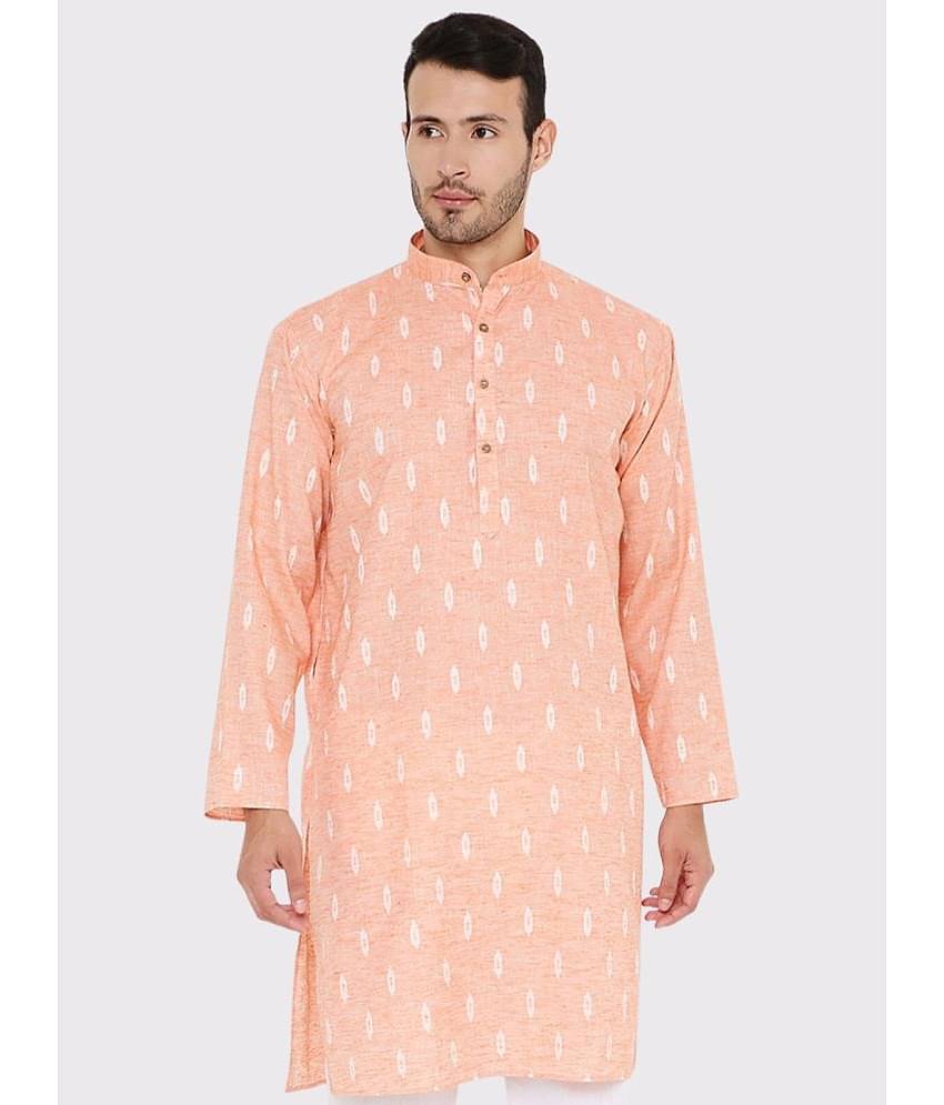 Maharaja - Peach Linen Men's Regular Kurta ( Pack of 1 )