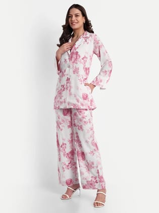 Floral Georgette Printed Pant Set-XS