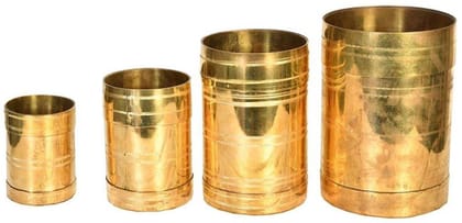 BRASS PADI, PADI SET, Pure Brass PADI , BRASS PADI SET, FOR Traditional Rice, Grains Measuring, Marriage Gift, SENGAZHI, para, NIRAPARA, Measuring padi / UZHAKKU - Multi Size Set ( Gold Color)