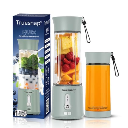 Truesnap Quix Portable Blender 500ml, USB-C Rechargeable, 230W Motor, 6-Blade SUS304, BPA-Free, for Juices & Smoothies - Sage Green