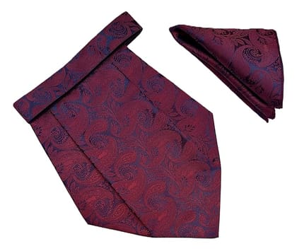VOICI France Mens Paisley Cravat ascot NeckTie Pocket Square Microfiber Fabric Free Size-Red & Blue Leaf VOICI France Mens Paisley Cravat ascot NeckTie Pocket Square Microfiber Fabric Free Size-Red & Blue Leaf