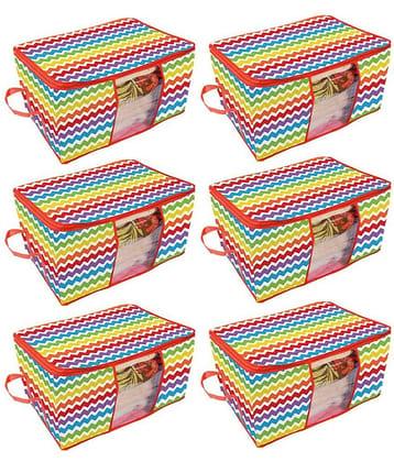 PrettyKrafts Underbed Storage Bag, Storage Organizer, Blanket Cover with Side Handles (Set of 6 pcs) -Trio Blue