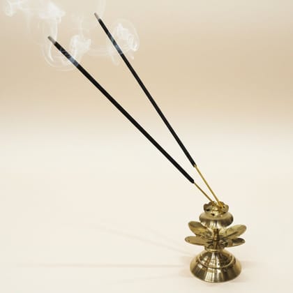 Kamal Patta Brass Agarbatti Stand No.4 | Lotus Incense Holder For Pooja, Height : 2.2 Inch (ZMAS147 C)