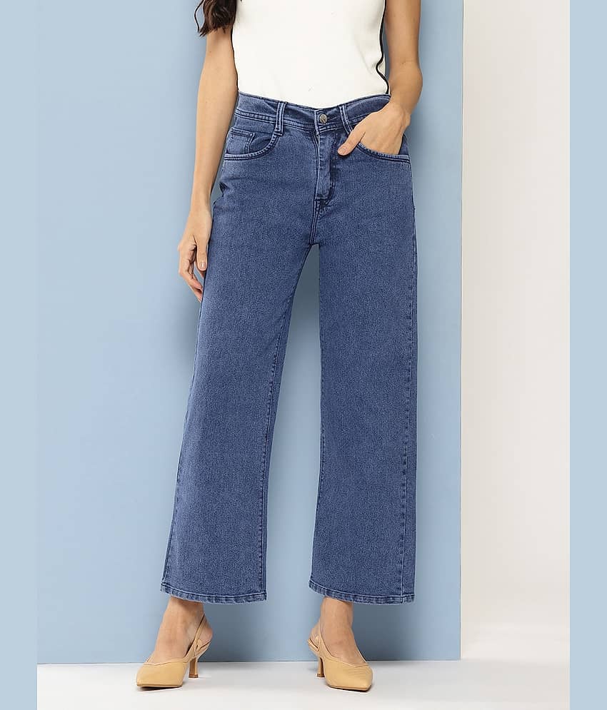Aarika - Blue Denim Wide Leg Women's Jeans ( Pack of 1 )