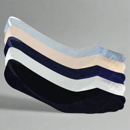 Bamboo No Show Socks for Women (Solid) - Pack of 5-Black | Light Grey | Off White | Navy Blue | Beige